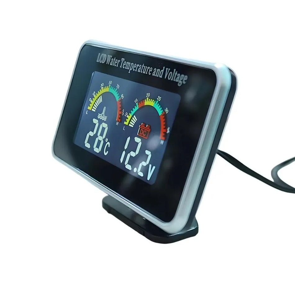 Digitaalinen LCD-vesilämpömittari, 12V/24V, 2-in-1 autolle ja kuorma-autolle