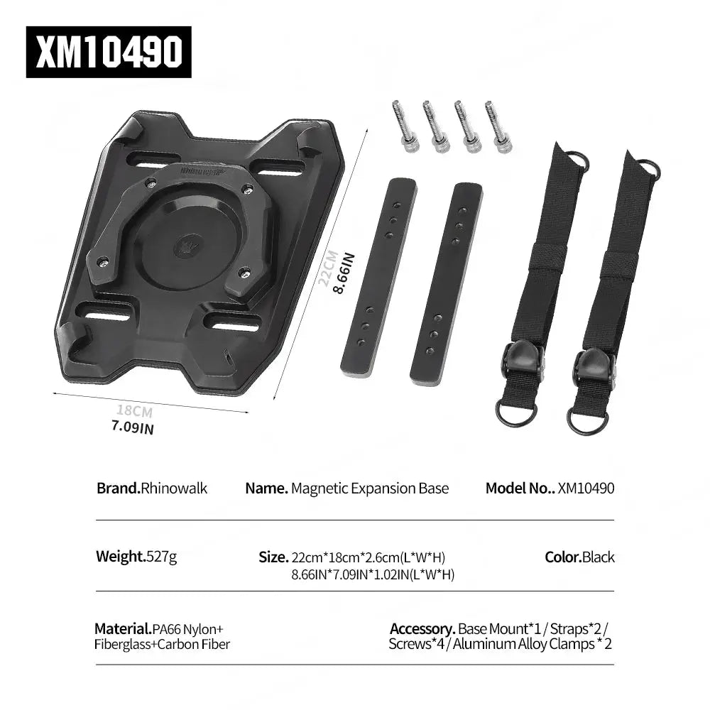 Rhinowalk Motorcycle Magnetic Bag Expansion Base For MJX2011 Back Seat Tail Saddle Extended Installation not for Tank Bag Mount by InterCyprus Trading Ltd