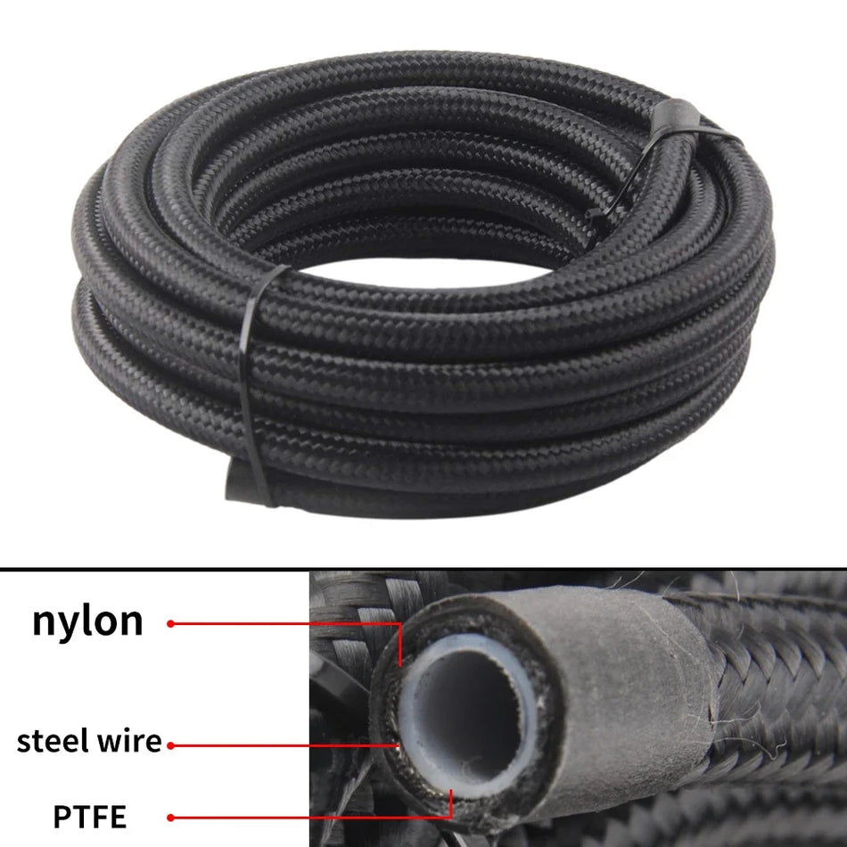 Kit de ligne de carburant AN6/AN8/AN10 E85, nylon-acier inoxydable tressé PTFE, 3m/10ft