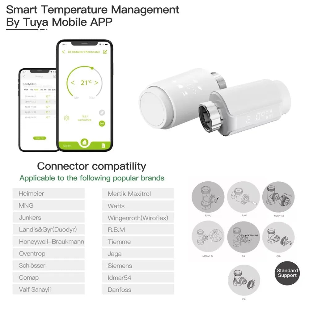 Tuya Smart Bluetooth Radiator Actuator with Programmable Thermostat