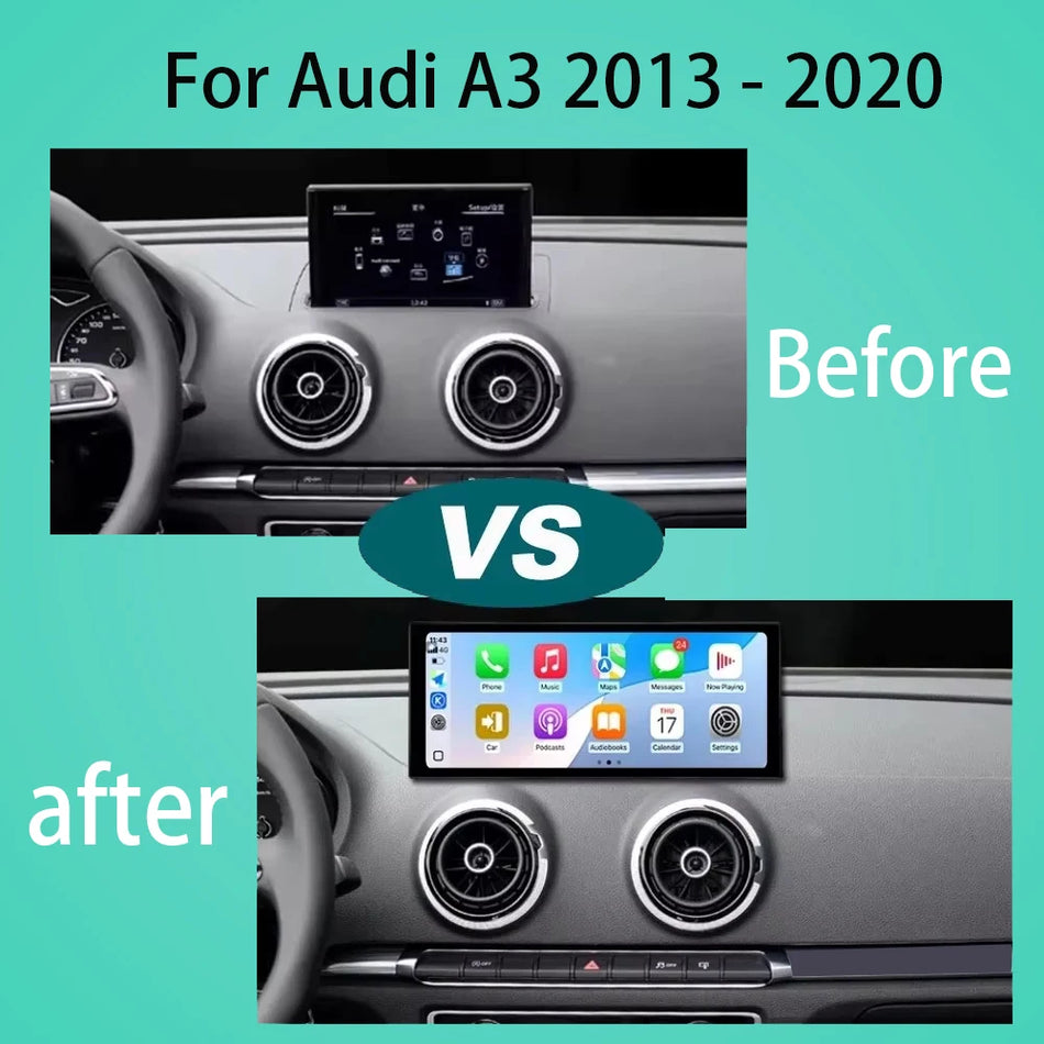 12,3-calowy odtwarzacz GPS stereo do Audi A3 2013-2020, bezprzewodowy Carplay, Android, DSP, wideo