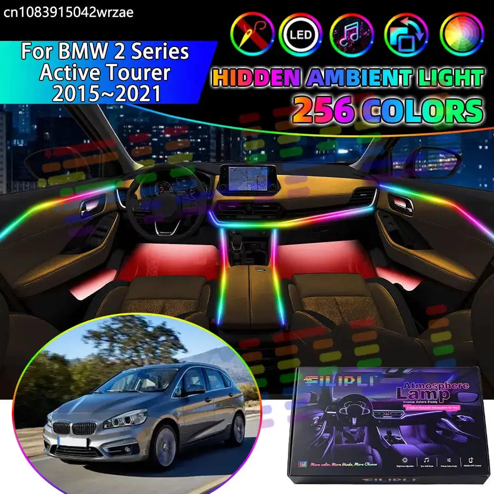 For BMW 2 Series Active Tourer 2022~2026 U06 RGB Car Interior Ambient Lights Strips Breathing Lighting Kit Control LED strips by InterCyprus Trading Ltd