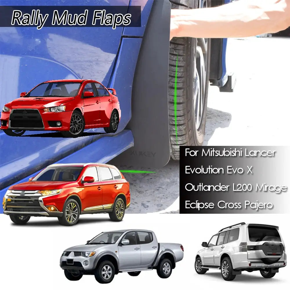 For Mitsubishi Lancer Outlander Sport Evolution EVO X IX Mirage Strada Triton G-Wagon Mud Flaps Mudflap Splash Guards Mudguards by InterCyprus Trading Ltd