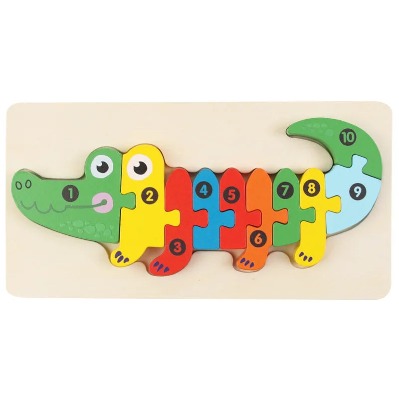 Wooden 3D Dinosaur Puzzle for Toddlers - Educational Jigsaw Toy for Early Learning and Color Sorting D