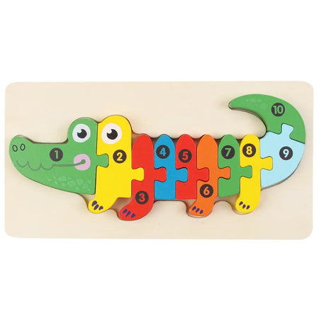 Wooden 3D Dinosaur Puzzle for Toddlers - Educational Jigsaw Toy for Early Learning and Color Sorting D