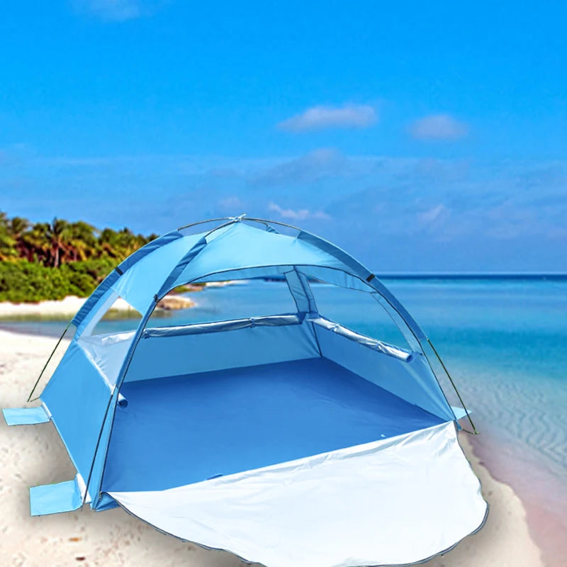 YOUNG TO 2-3 Person Pop-Up Beach Tent with Extended Mat