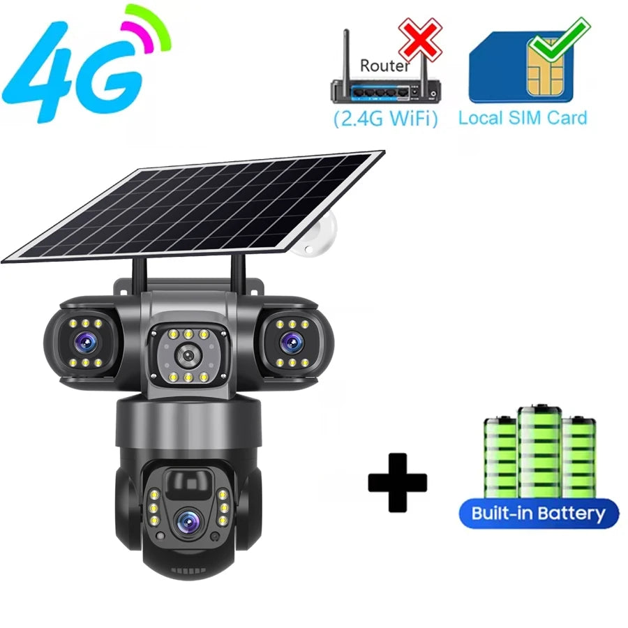 15MP HD V380 Pro IP66 Solar 4G Outdoor CCTV Camera with Night Vision &amp; Two-Way Audio 4G Camera No Card