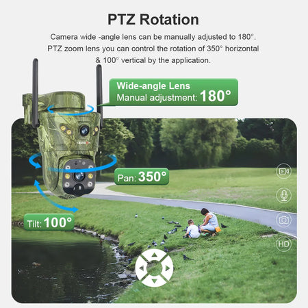 LS VISION 8MP Dual Screen Solar Camera Outdoor 4G/WiFi PTZ PIR Detection 2-Way Talk Waterproof Surveillance Cameras V380 Pro App