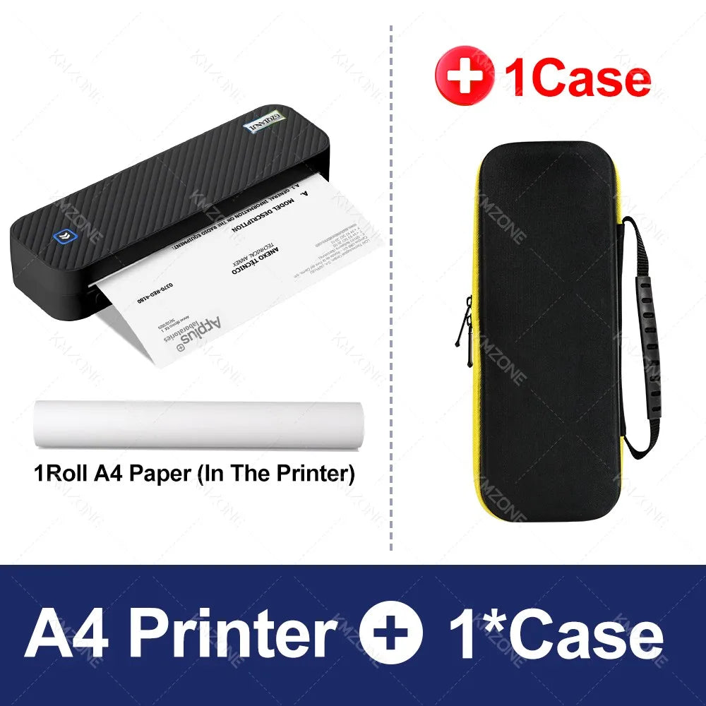 Portable A4 Thermal Printer Bluetooth &ndash; Wireless Printing Black Add Case