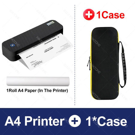 Portable A4 Thermal Printer Bluetooth &ndash; Wireless Printing Black Add Case