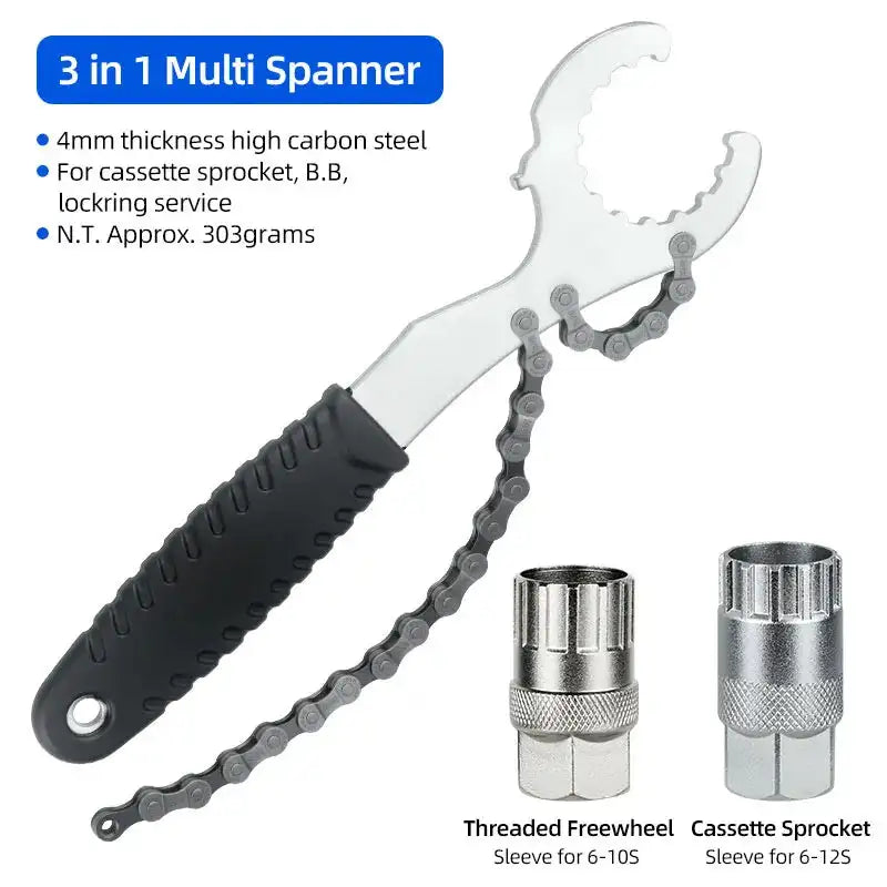 3 In 1 Bike Spanner Tool For Lockring Derailleur Cassette T226 N T225A  N T142 / CHINA