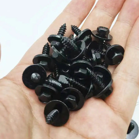 Hex Head Bolts With Washers Black ST4.8x16 For BMW 1 3 5 X1 X3 X5 by InterCyprus Trading Ltd