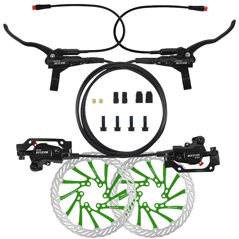 BUCKLOS Hydraulic Disc Brake Kit for Electric Bicycles and Scooters G3-160-Rotor Green