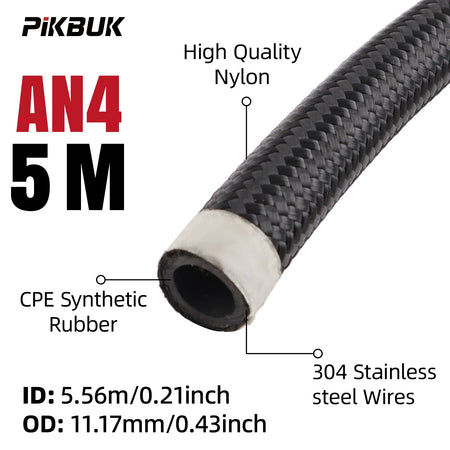 Stainless Braided Fuel Hose With AN4 AN6 AN8 Fittings For 1M To 6M by InterCyprus Trading Ltd