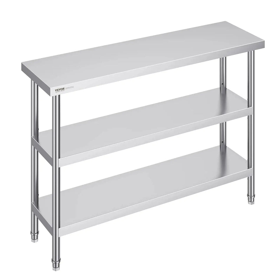 Stainless Steel Prep Table 14x48 With Adjustable Undershelf