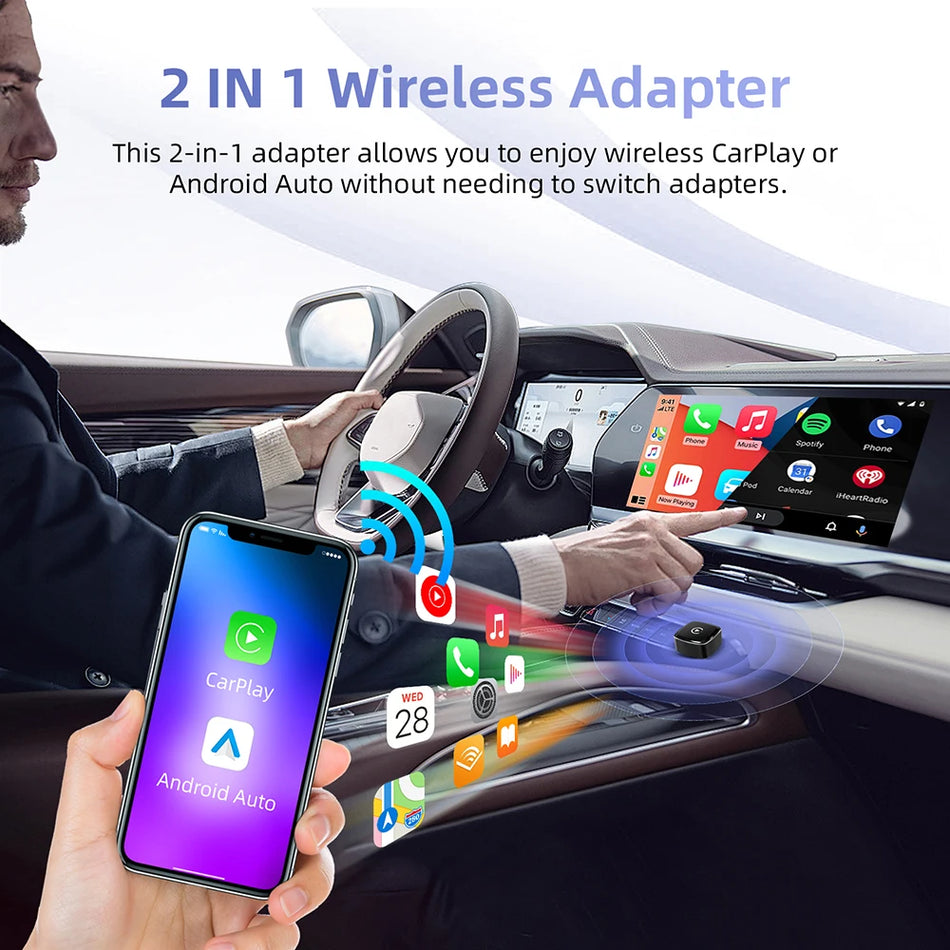 Wireless CarPlay Android Auto 2in1 AI Box For VW, Toyota, Nissan, Honda