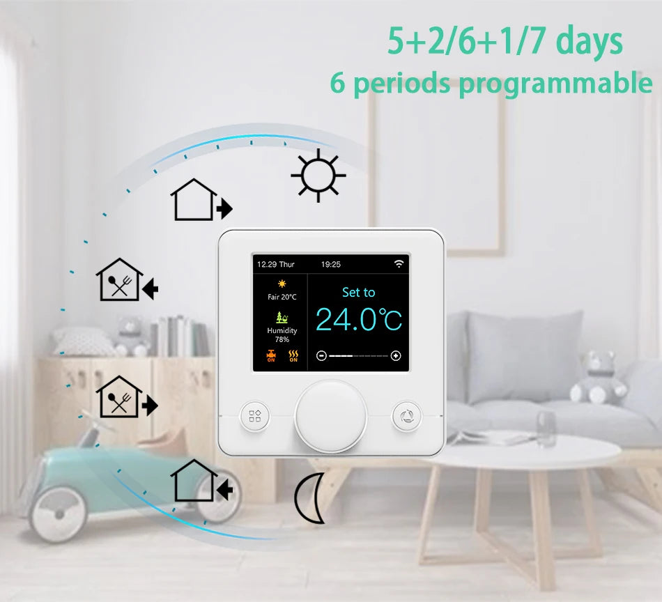 IPS Screen Smart Thermostat &ndash; WiFi Control And Voice Assist
