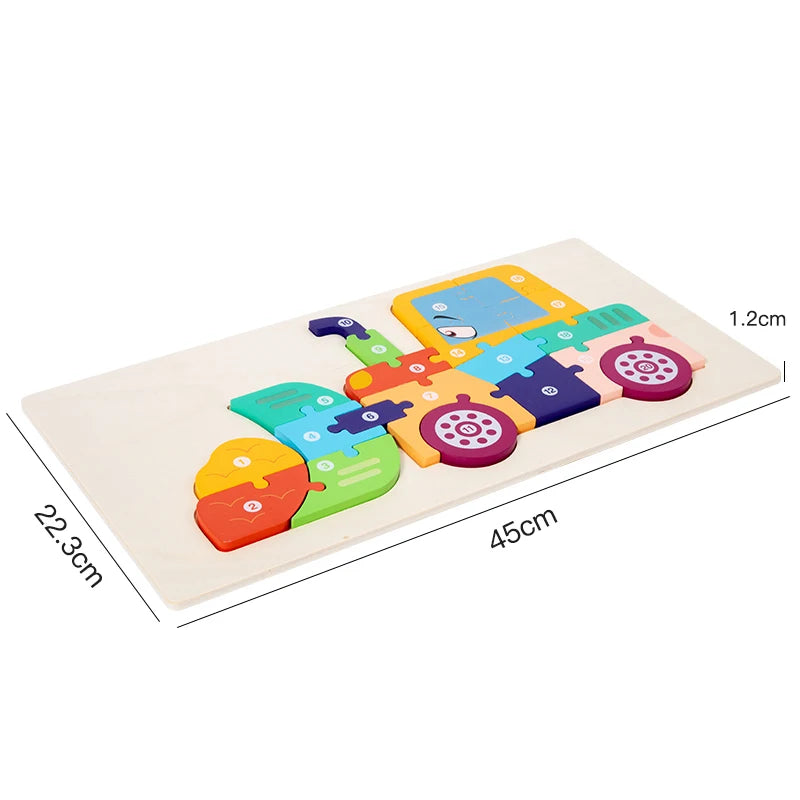 Wooden 3D Vehicle Puzzle for Toddlers &ndash; Educational Hand-Eye Coordination Toy Ages 1-5