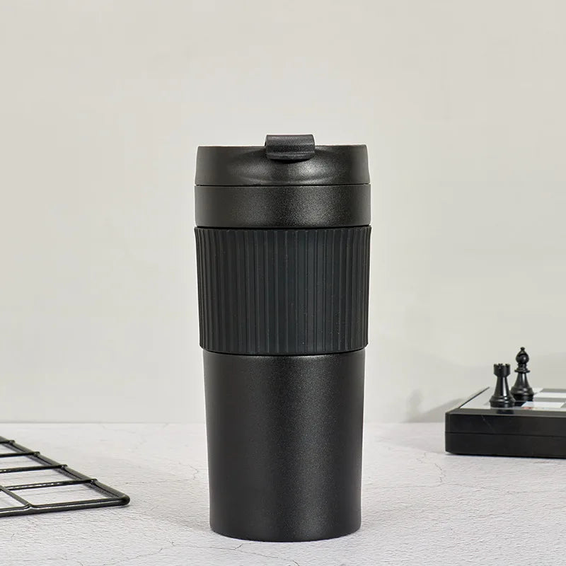 Portable Stainless Steel French Press Bottle for Travel &amp; Outdoor Coffee Brewing Black