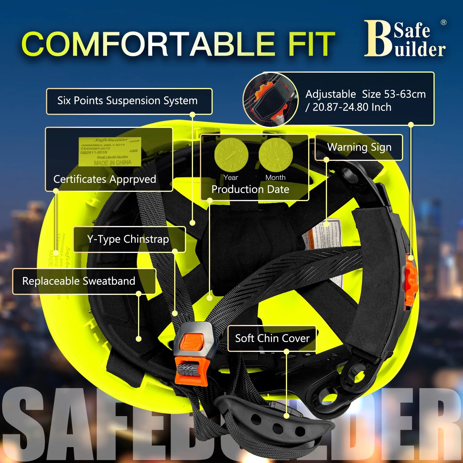 Safety Hard Hats With Headlight - Lightweight Helmet