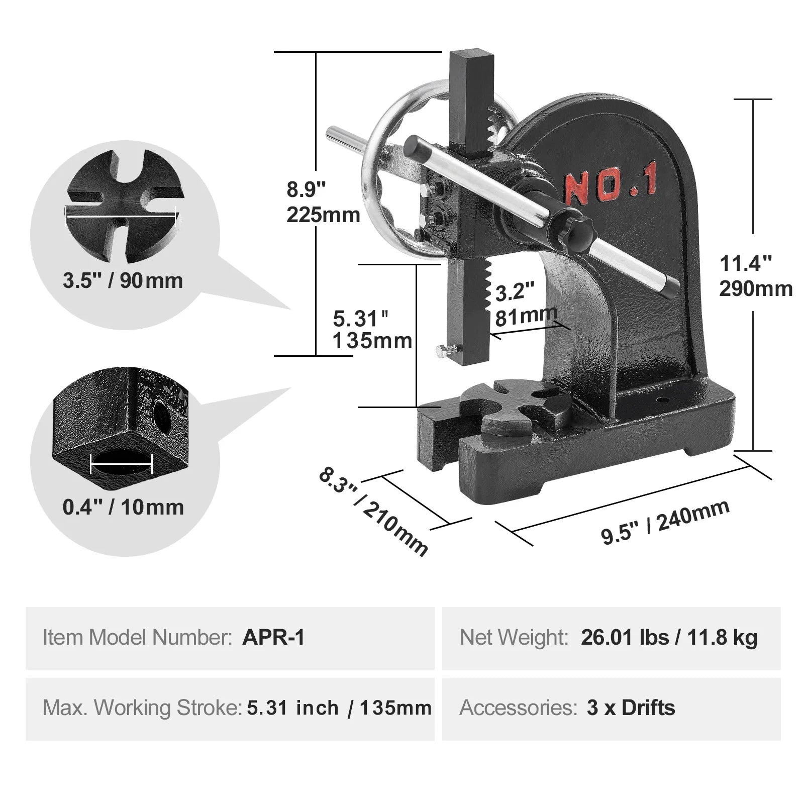 SucceBuy Arbor Press 1 Ton Manual &ndash; Heavy Duty Cast Iron 1 T / Poland