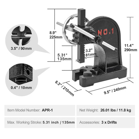SucceBuy Arbor Press 1 Ton Manual &ndash; Heavy Duty Cast Iron 1 T / Poland