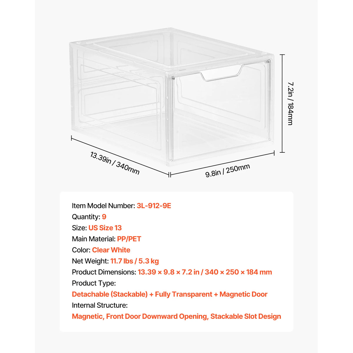 SucceBuy Clear Stackable Shoe Boxes &ndash; Magnetic Door 9PCs White / United States