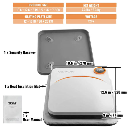Portable Heat Press 9x9 12x10 For Sublimation DIY 12x10in Orange / france