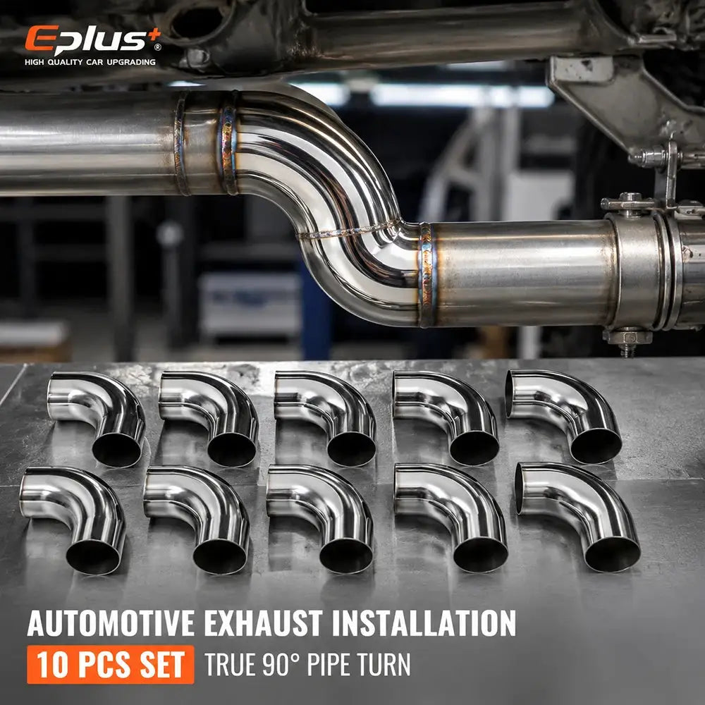 10PCS Universal 304 Stainless Steel 90 Degree Elbow Pipe Polished Weld‑On Pipe Fitting Bend Tube for Car Exhaust Muffler Replace by InterCyprus Trading Ltd