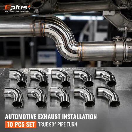 10PCS Universal 304 Stainless Steel 90 Degree Elbow Pipe Polished Weld‑On Pipe Fitting Bend Tube for Car Exhaust Muffler Replace by InterCyprus Trading Ltd
