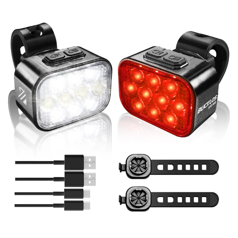BUCKLOS Front And Rear Bike Light - USB Rechargeable LED-Front-Rear Light