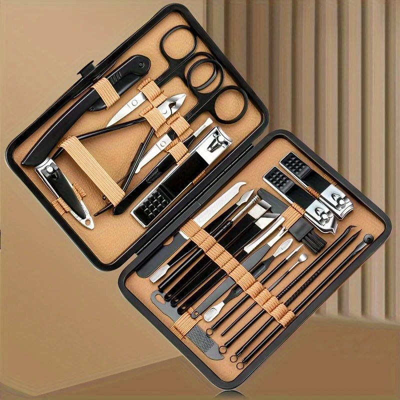 Manicure Set Stainless Steel 18Pcs - Compact Travel PU Case