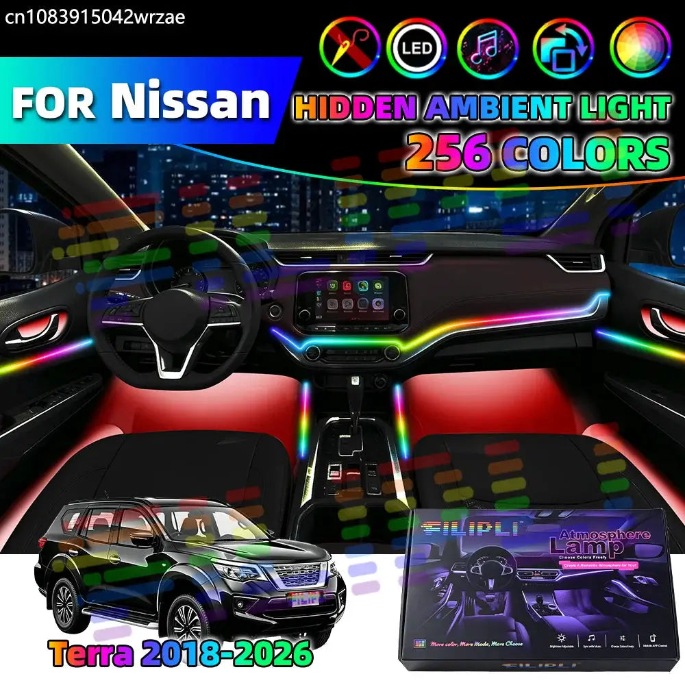 18 in 1 For Nissan Terra 2018-2026 Years Car Interior Ambient Lights Strips Breathing Lighting Kit App Control Auto LED strips by InterCyprus Trading Ltd