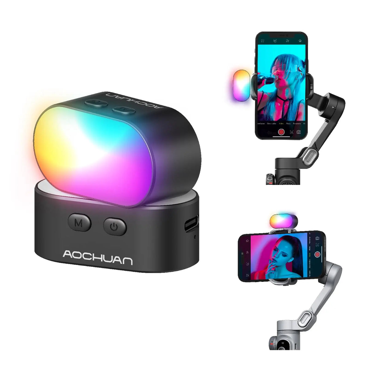 AOCHUAN RGB Magnetic Fill Light &ndash; Adjustable Brightness and Color Options