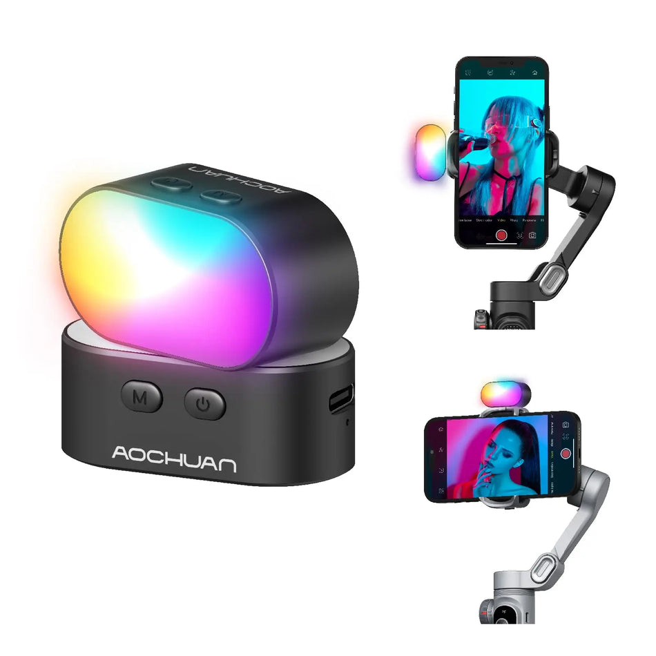 AOCHUAN RGB Magnetic Fill Light &ndash; Adjustable Brightness and Color Options