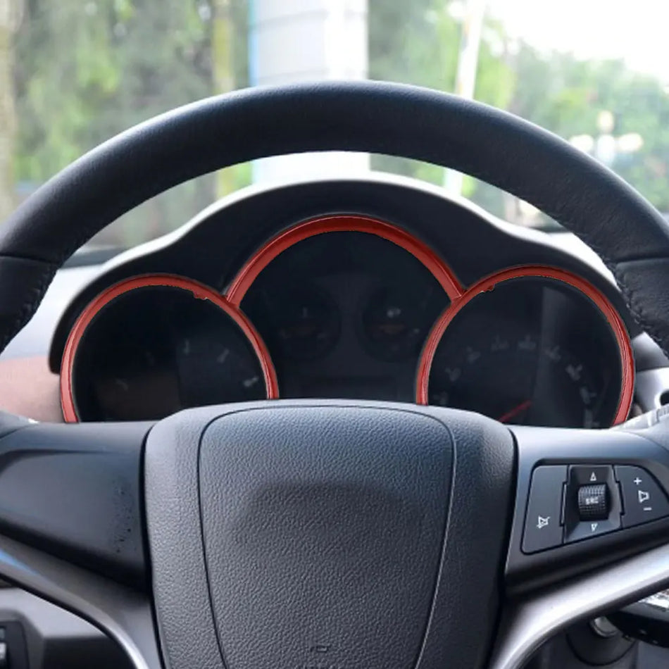 Δαχτυλίδι Διακόσμησης Ταμπλό για Chevrolet Cruze 2009-2014 από ABS Πλαστικό Διακόσμηση Πίνακα Οργάνων Ασημί Κόκκινο Ψευδαργύρου