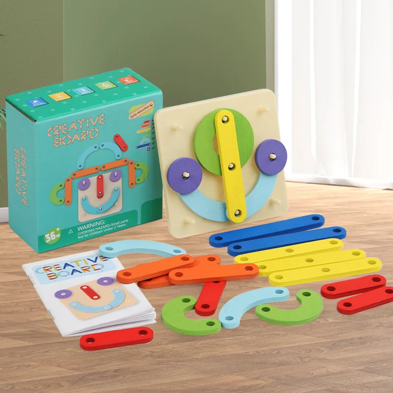 Montessori träaktivitetstavla pussel för finmotorik