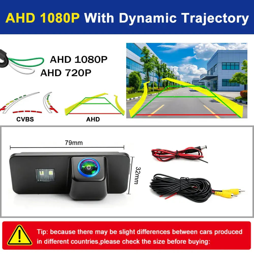AHD 1080P Dynamic Track Rear View Camera Fit VW Magotan Golf7 Scirocco Phaeton Beetle Skoda Superb Dynamic Trajectory Waterproof by InterCyprus Trading Ltd