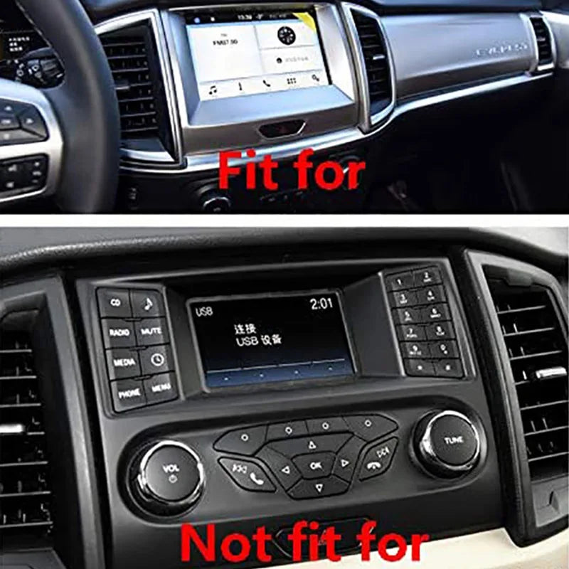 Console Frame Sticker for Ford Ranger Wildtrak ABS Carbon Fiber Finish Interior Trim