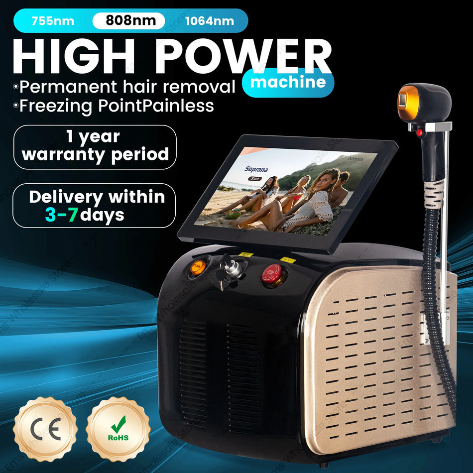 4000W Alexandrite Diode Laser Hårfjerning Triple Wave 808