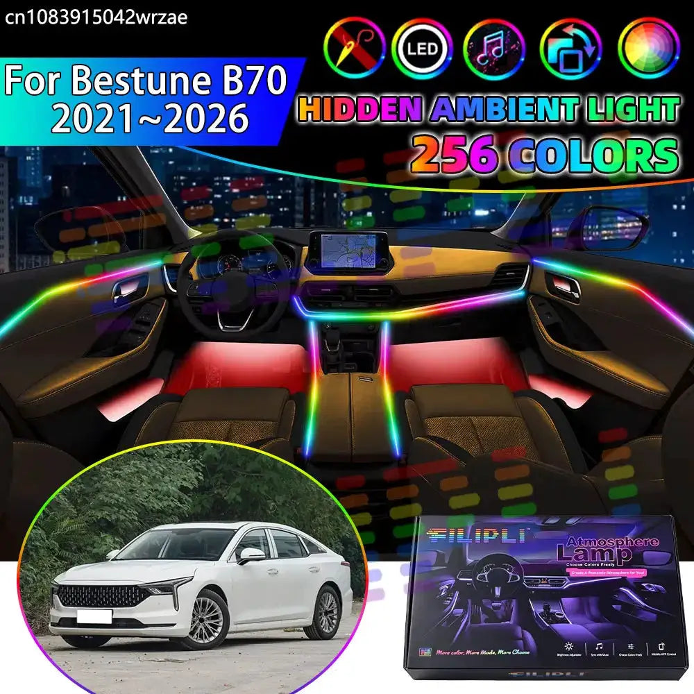 For Bestune B70 2021~2026 MK3 3th D357 RGB Car Interior Ambient Lights Strips Breathing Lighting Kit App Control LED strips Auto by InterCyprus Trading Ltd