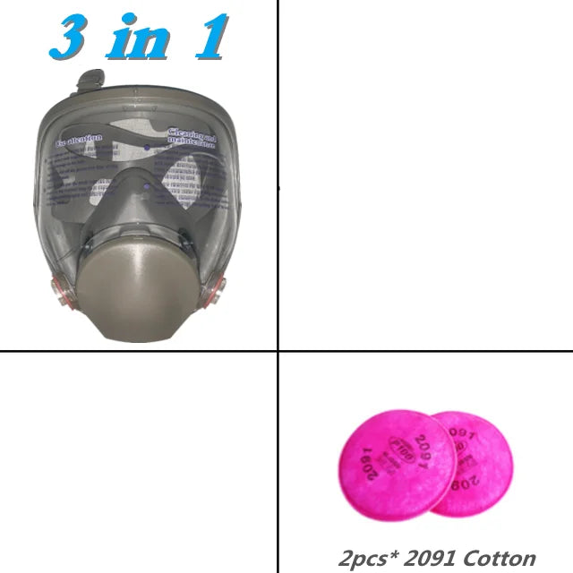 6800 Gas Mask &ndash; Anti-Fog Full Face Protection 3in1