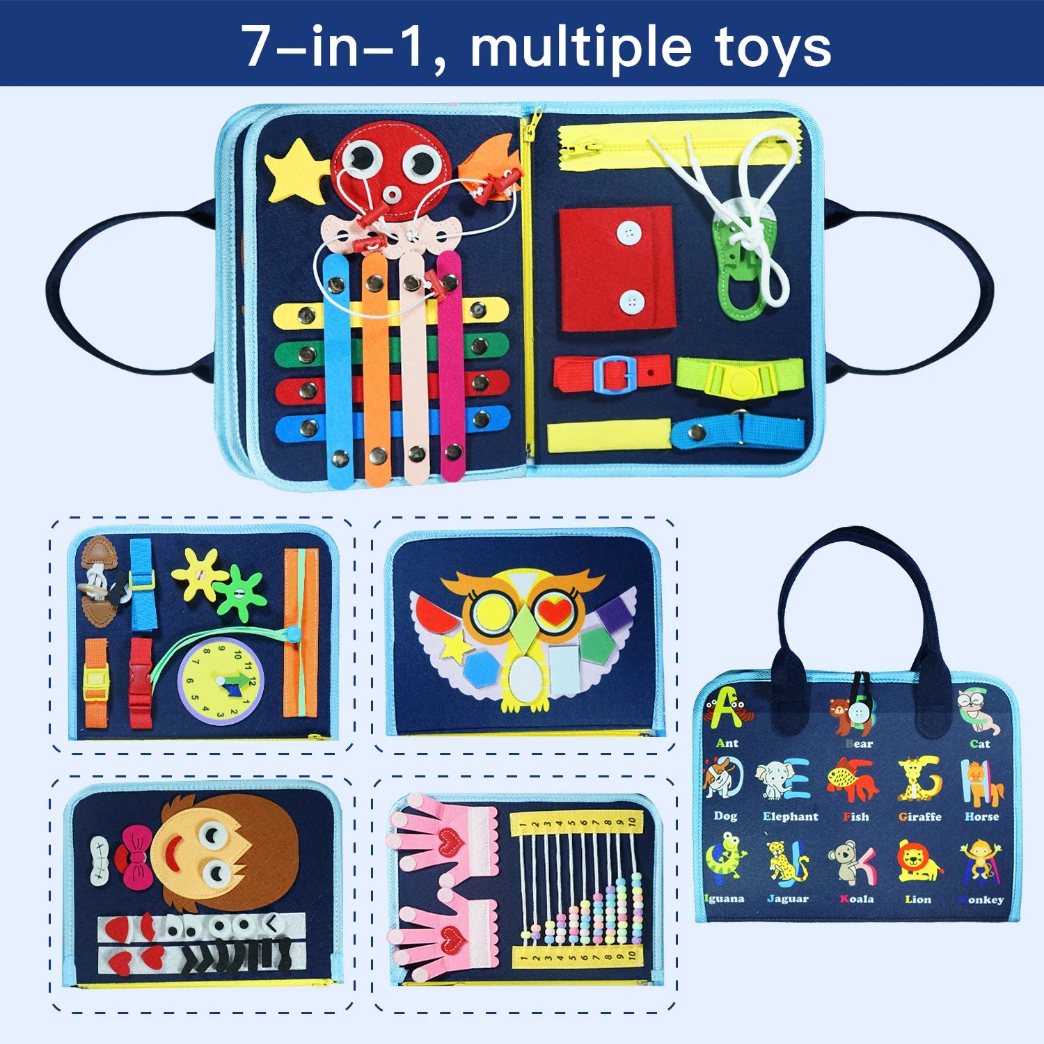 7-in-1 Montessori Busy Board &ndash; Fine Motor Skill Development