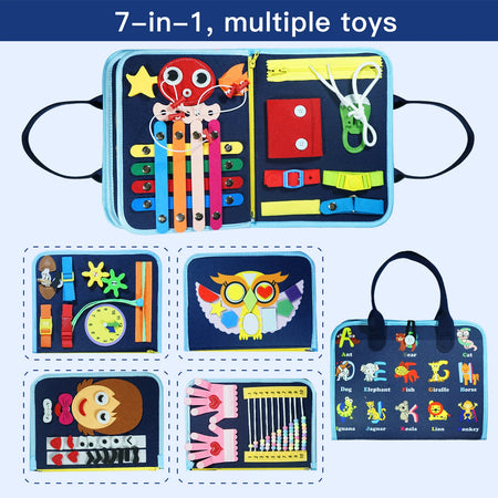 7-in-1 Montessori Busy Board &ndash; Fine Motor Skill Development