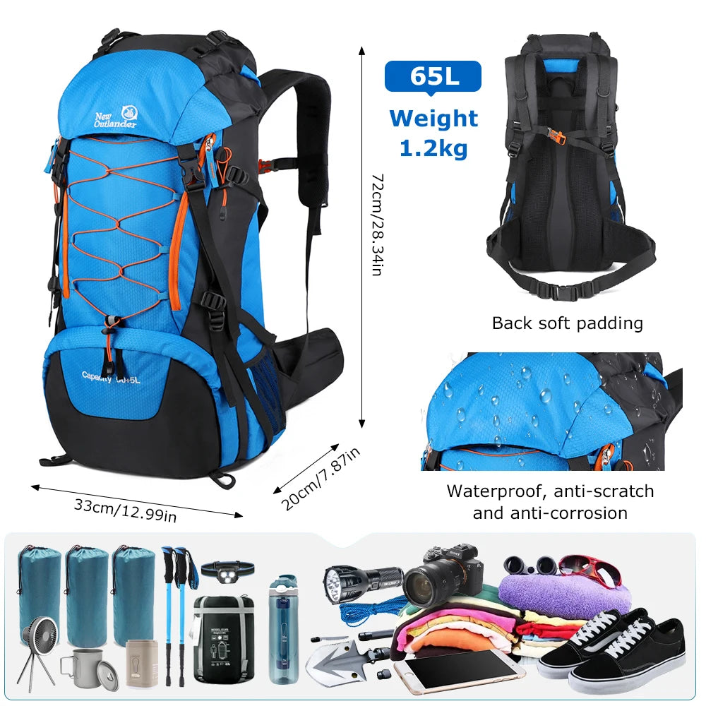 WESTTUNE Waterproof Climbing Backpack 65L &ndash; Large Capacity