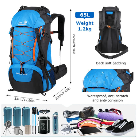 WESTTUNE Waterproof Climbing Backpack 65L &ndash; Large Capacity