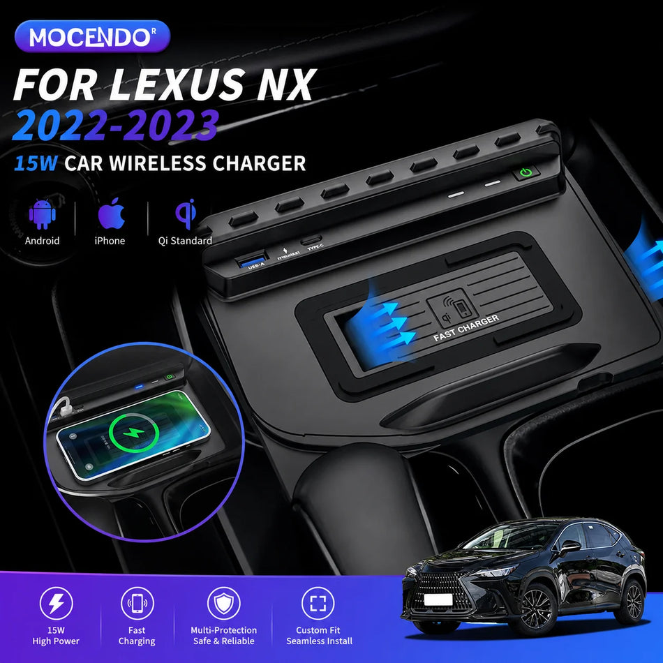 15W Hızlı Qi Kablosuz Şarj Pedi Lexus NX 2022-2023