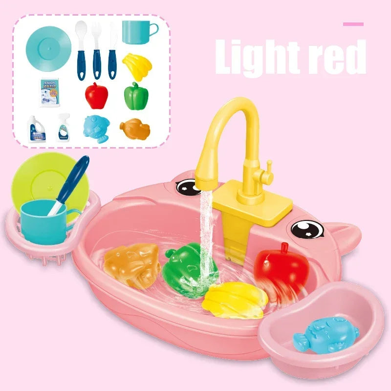 Kitchen Sink Toys Pretend Play Set &ndash; Non Electric Dishwasher light red