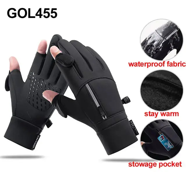 Waterproof Winter Gloves 2 Finger Flip Windproof Warm Knit by InterCyprus Trading Ltd