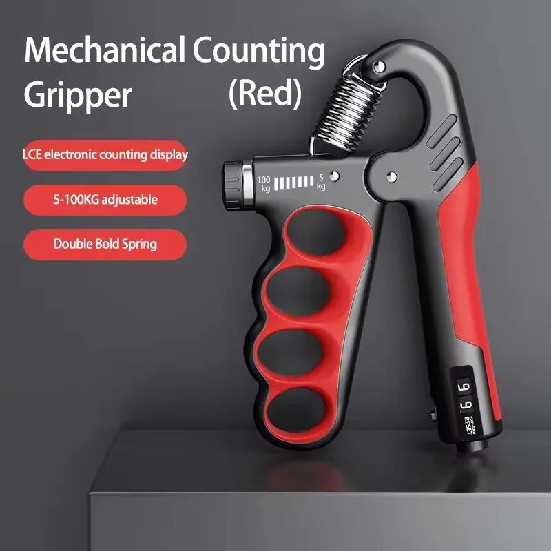 Adjustable Handgrip Grip Strengthener 5-100kg for Fitness Recovery Mechanical Red